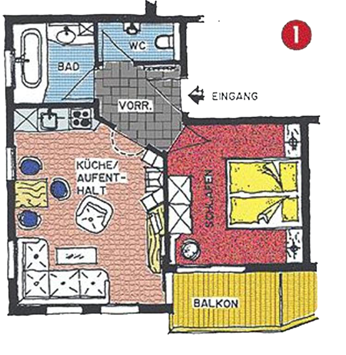 Skizze Appartement Nr. 1